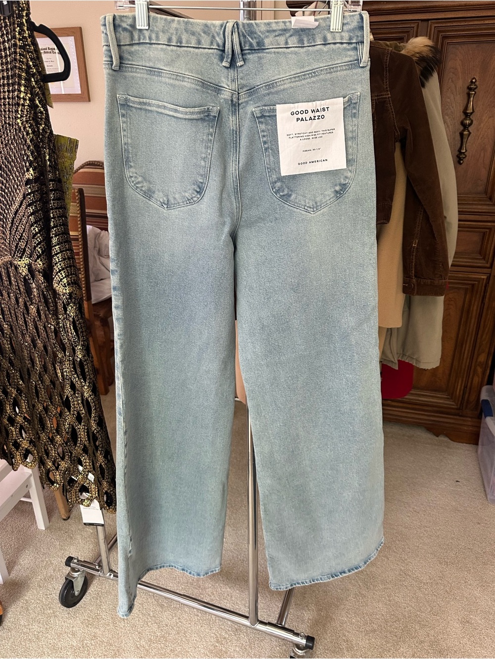 Good American Light Wash Wide-Leg Palazzo Jeans
